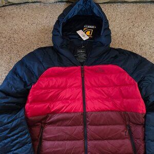 NEW L.L. Bean Men's Down Hooded Jacket, Colorblock - Large